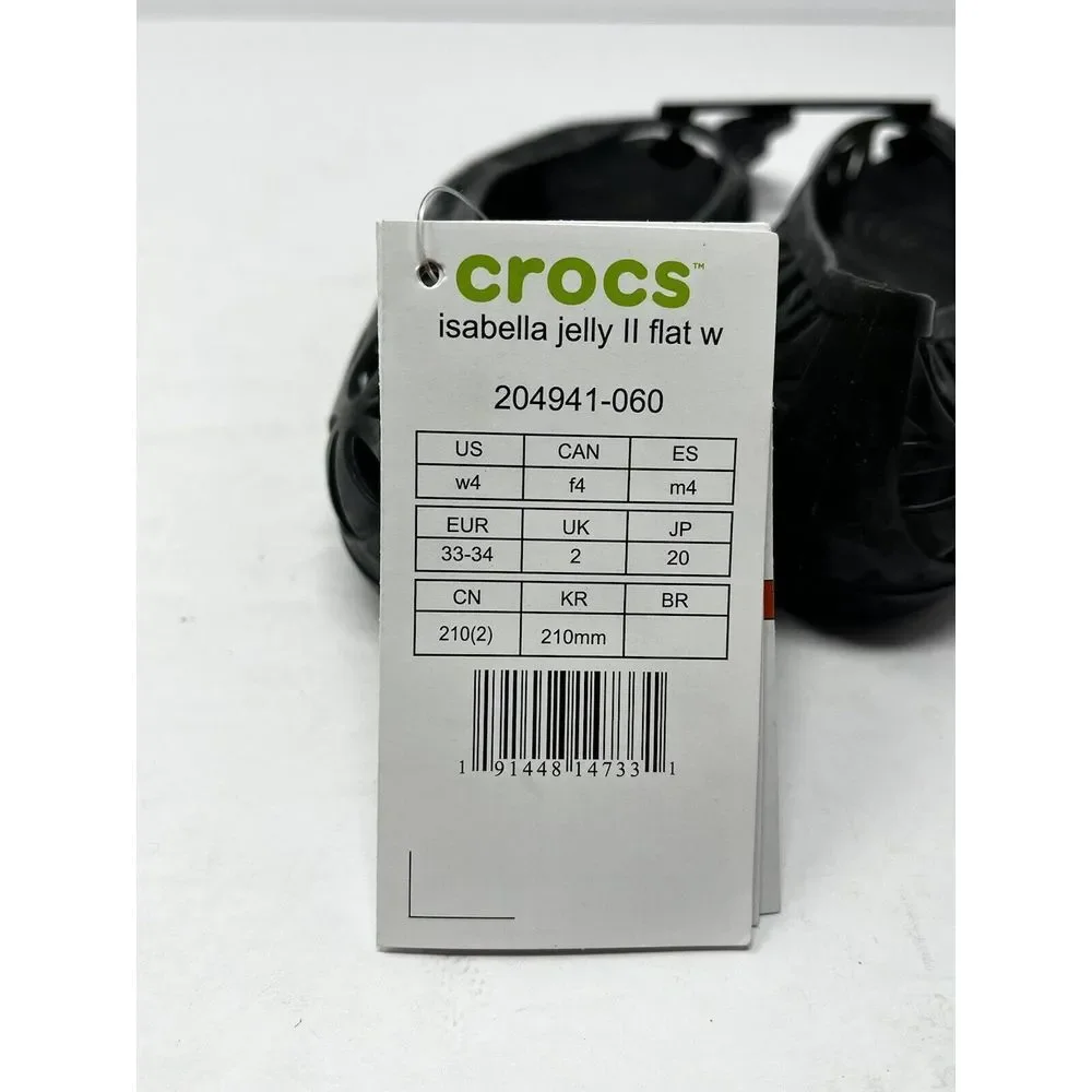 Crocs Comfort Casual Cut Out Peep Toe‎ Women's Black Flats Shoes  Sz 4 NWT